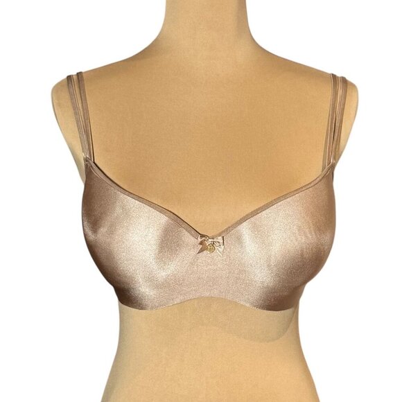 Le Mystere Trisha Bra Sz.34F Nude Satin Underwire Molded Cup Sexy Lingerie Solid - Picture 1 of 10